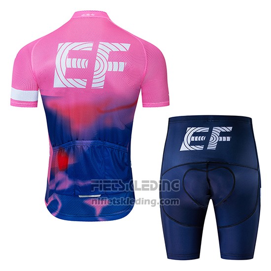 2019 Fietskleding EF Education First Roze Blauw Korte Mouwen en Koersbroek